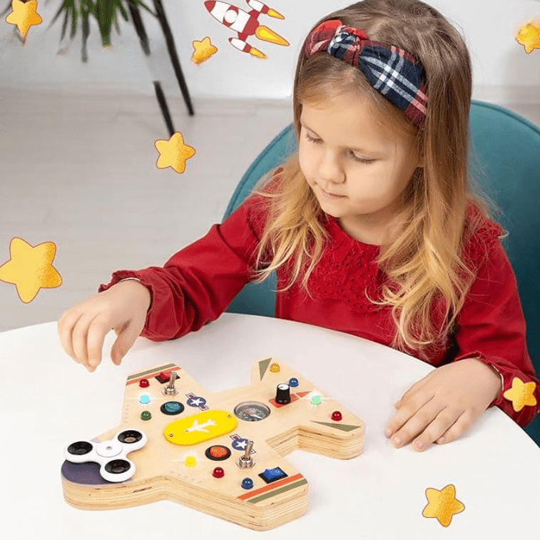 Tableau Montessori - BusyBoardCircuit™ - Aéronef - Maman et Bébé - Boutique Mahunart