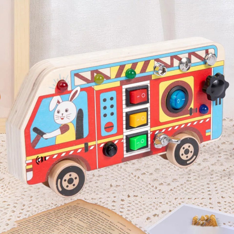 Tableau Montessori - BusyBoardCircuit™ - Autobus scolaire - Maman et Bébé - Boutique Mahunart